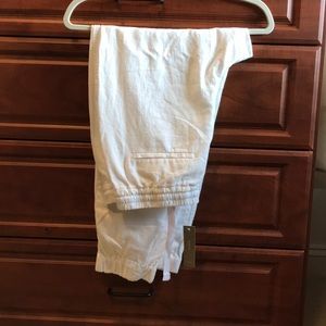 JCrew White linen pants with cuff.
